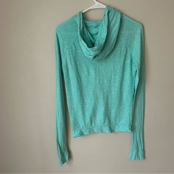 American Eagle Light Blue Mint Green Zip-Up Hoodie Lightweight Women’s Small - Picture 4 of 6